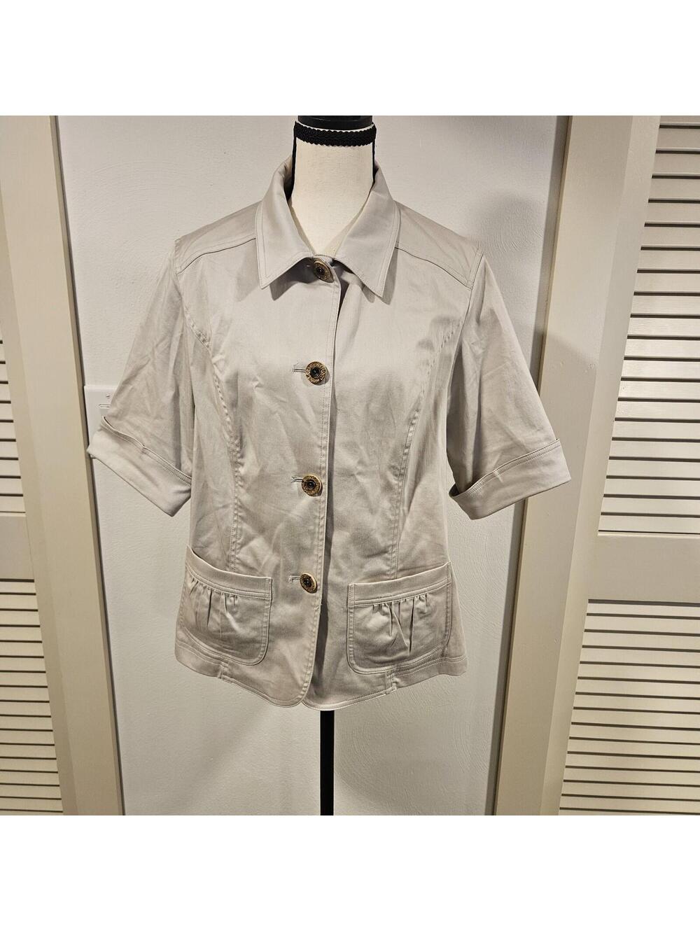 Coldwater Creek Ladies 14 Short Sleeve Khaki Jacket Button Up